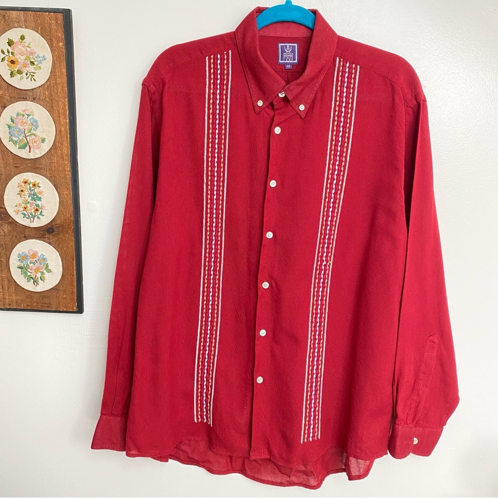 Handmade Woven Cotton Embroidered Button Up Shirt